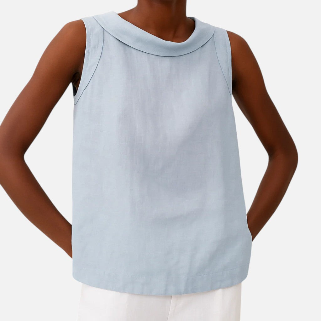 Old Cavendish  | Sleeveless Roll Collar Top