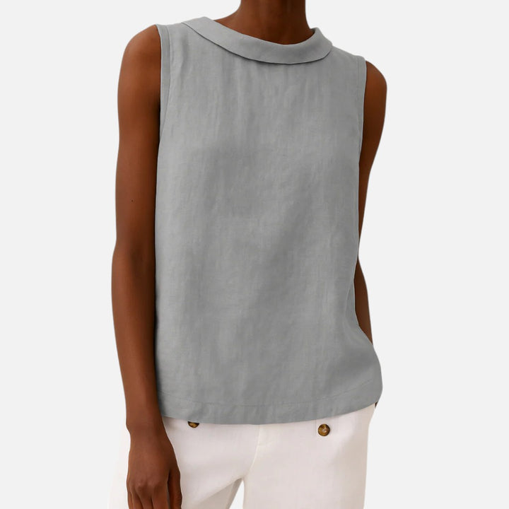 Old Cavendish  | Sleeveless Roll Collar Top