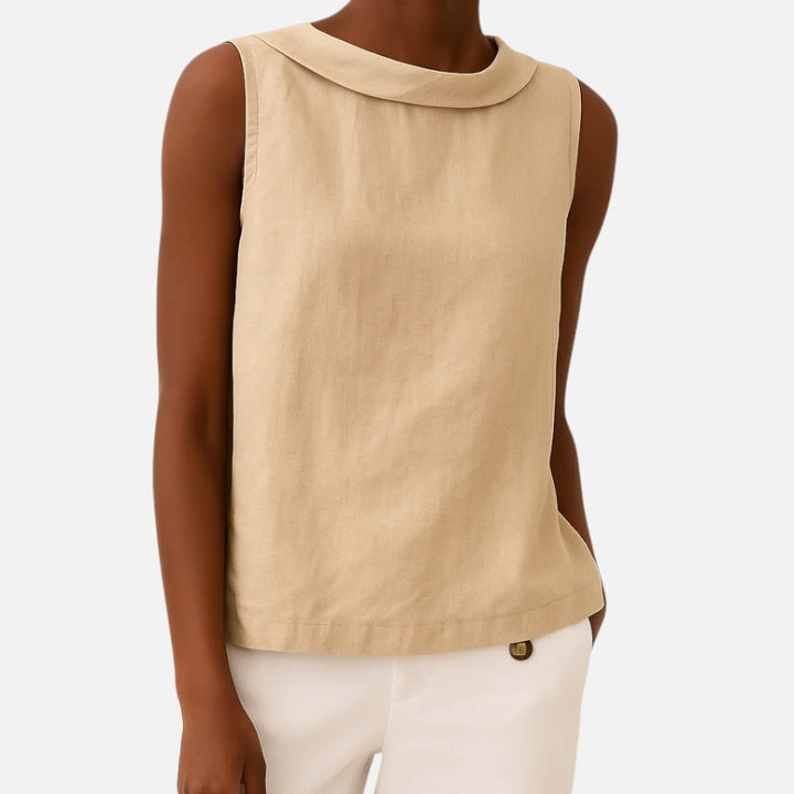 Old Cavendish  | Sleeveless Roll Collar Top