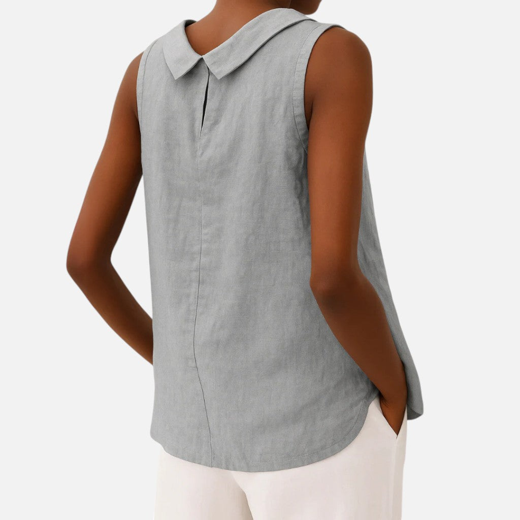 Old Cavendish  | Sleeveless Roll Collar Top