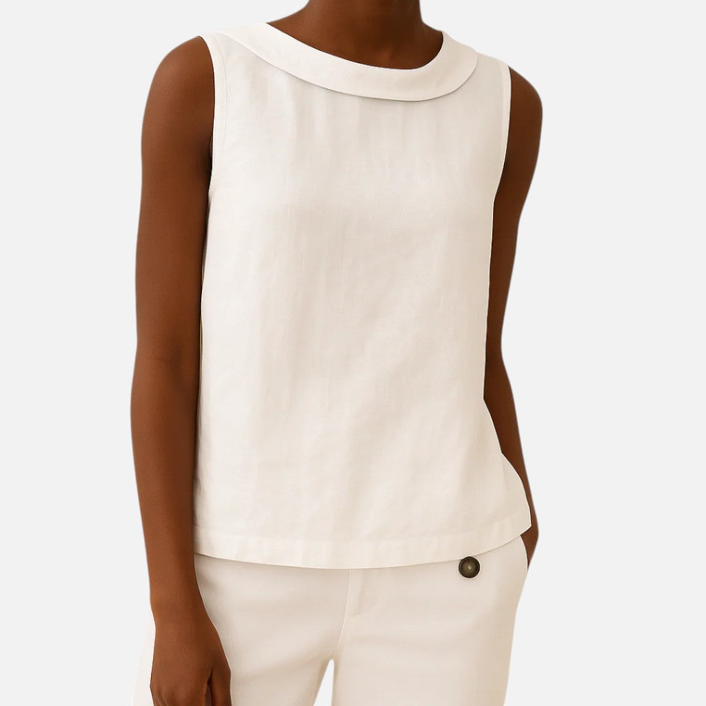 Old Cavendish  | Sleeveless Roll Collar Top